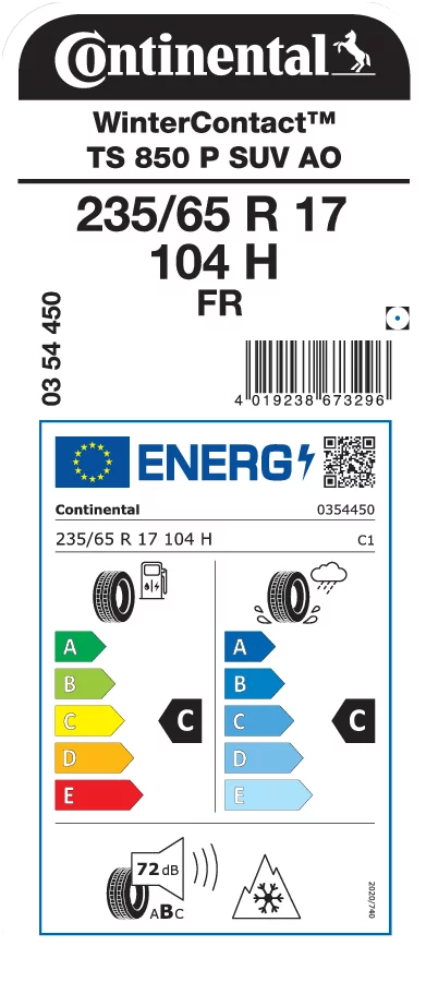 CONTINENTAL 235/65R17 104H FR WinterContact TS 850 P SUV AO