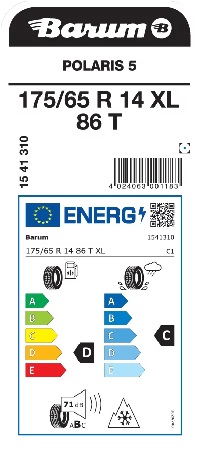 BARUM 175/65R14 86T XL POLARIS 5