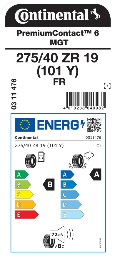 CONTINENTAL 275/40ZR19 (101Y) FR PremiumContact 6 MGT