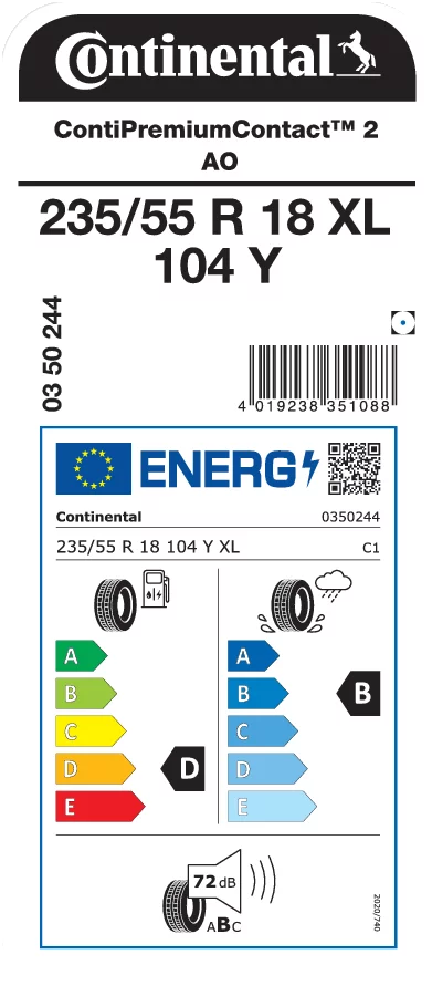 CONTINENTAL 235/55R18 104Y XL ContiPremiumContact 2 AO