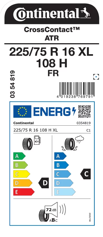 CONTINENTAL 225/75R16 108H XL FR CrossContact ATR