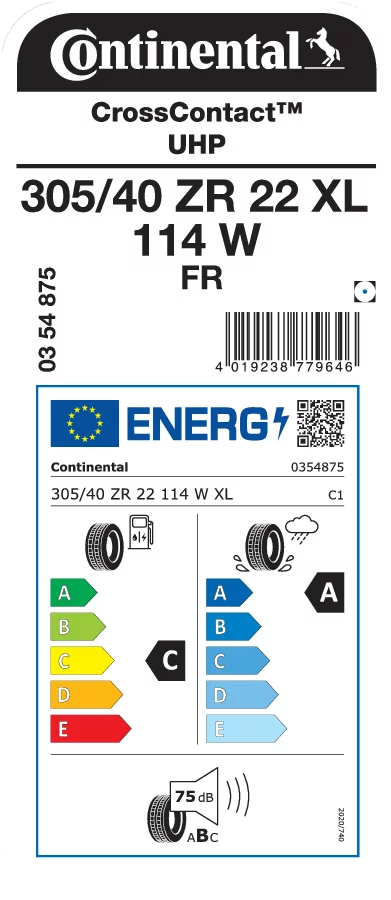CONTINENTAL 305/40ZR22 114W XL FR CrossContact UHP