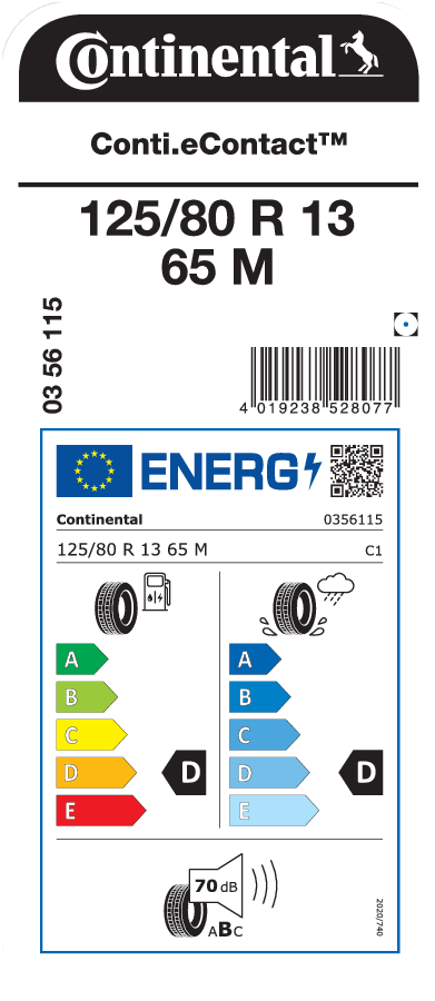 CONTINENTAL 125 80R13 65M Conti.eContact Pneusvet