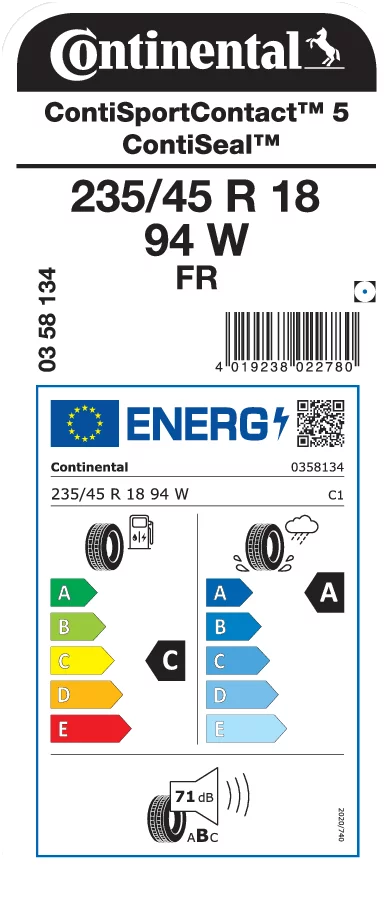 CONTINENTAL 235/45R18 94W FR ContiSportContact 5 ContiSeal