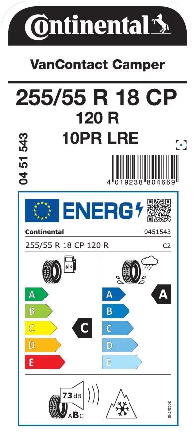 CONTINENTAL 255/55R18CP 120R VanContact Camper 10PR