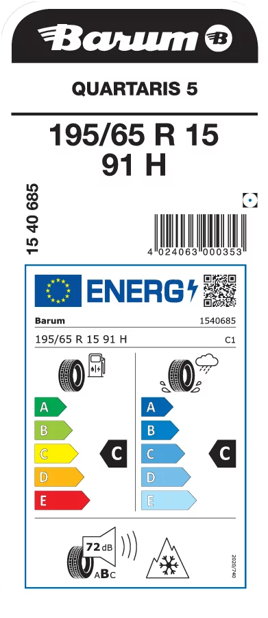 BARUM 195/65R15 91H QUARTARIS 5