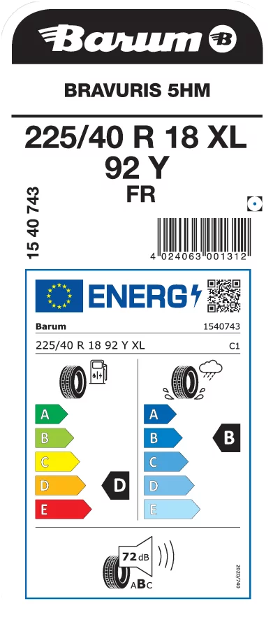 BARUM 225/40R18 92Y XL FR BRAVURIS 5HM