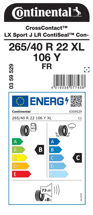 CONTINENTAL 265/40R22 106Y XL FR CC LX Sport ContiSeal LR ContiSilent