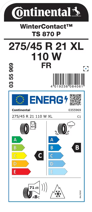 CONTINENTAL 275/45R21 110W XL FR WinterContact TS 870 P