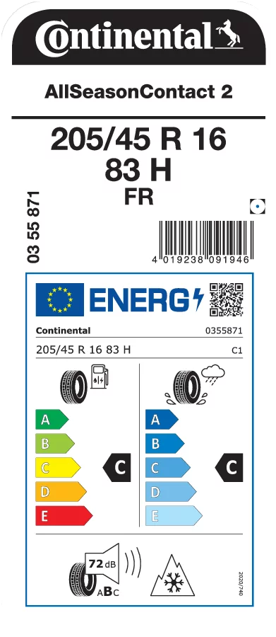 CONTINENTAL 205/45R16 83H FR AllSeasonContact 2