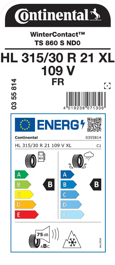 CONTINENTAL HL315/30R21 109V XL FR WinterContact TS 860 S ND0