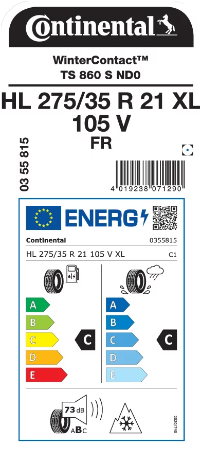 CONTINENTAL HL275/35R21 105V XL FR WinterContact TS 860 S ND0